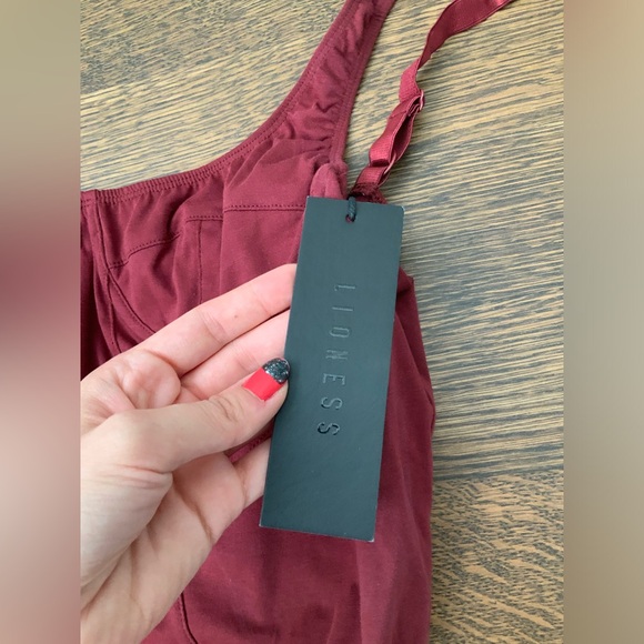 LIONESS Je T'aime Bodysuit Tank Sleeveless Burgundy Wine Women’s Size XL NEW - Picture 10 of 11